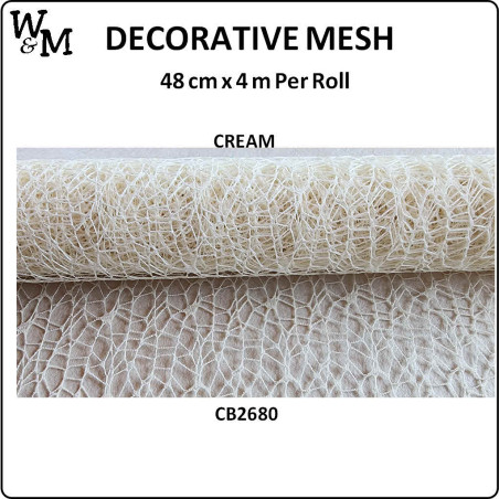 W&M Decorative Mesh CREAM 48cm x 4m