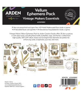 Arden Creative Studio Vintage Markers Essentials Vellum Ephemera Pack