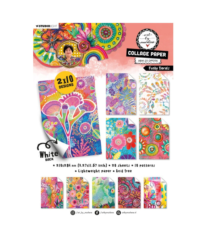 Studio Light Art By Marlene - 2025 - Tissue/Collage Paper Pad - Funky florals