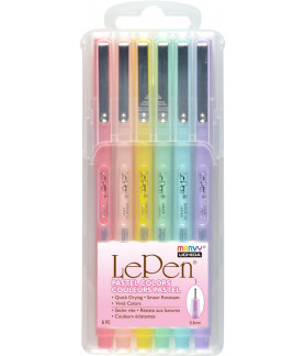 Marvy Uchida Le Pen Pastel 6Pcs 0.3mm set in solid case