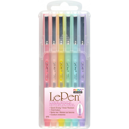 Marvy Uchida Le Pen Pastel 6Pcs 0.3mm set in solid case