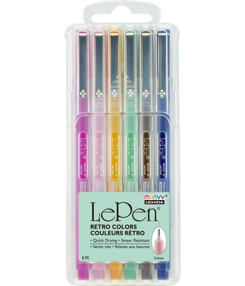 Marvy Uchida Le Pen Retro 6Pcs 0.3mm set in solid case
