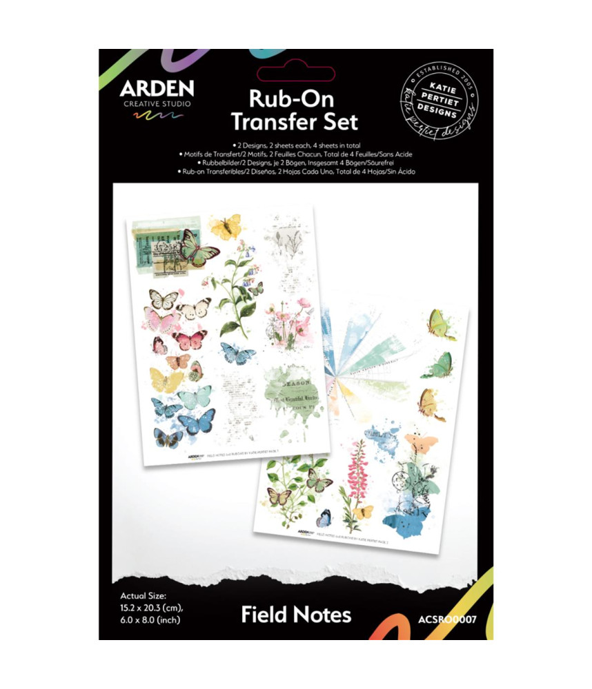 Arden Creative Studio Field Notes 6in x 8in Rub-On Transfer Set