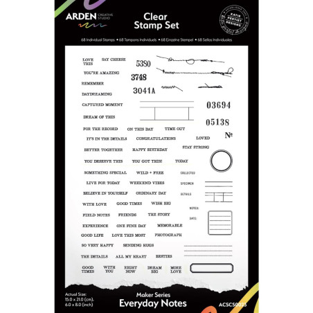 Arden Creative Studio Maker Series Everyday Notes 6in x 8in Clear Stamp Set