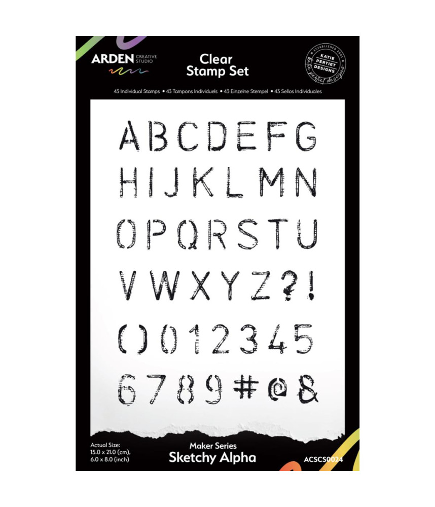 Arden Creative Studio Maker Series Sketchy Alpha 6in x 8in Clear Stamp Set