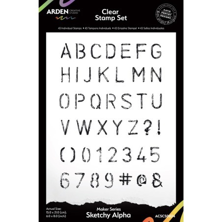 Arden Creative Studio Maker Series Sketchy Alpha 6in x 8in Clear Stamp Set