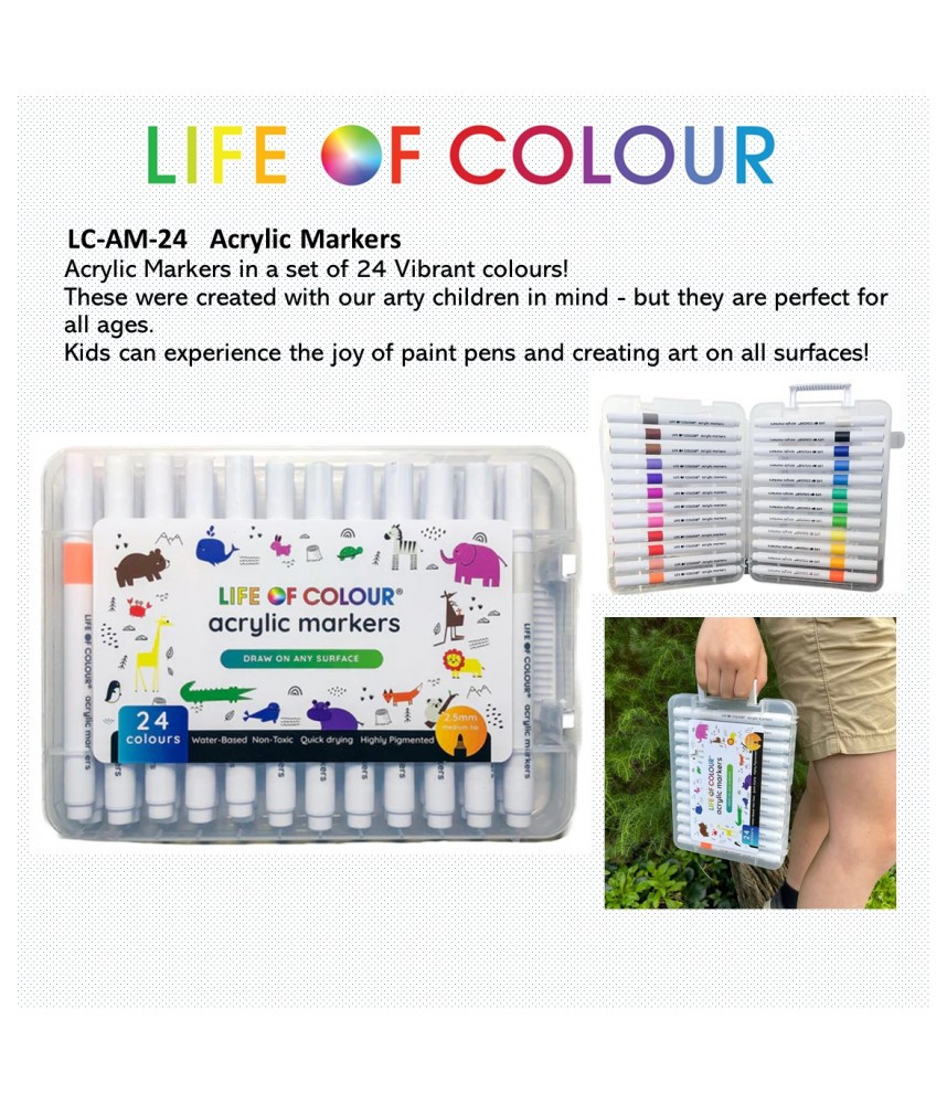 Life of Colour Life of Colour Acrylic Markers 24 pcs 2.5mm Medium Tip