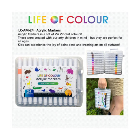 Life of Colour Life of Colour Acrylic Markers 24 pcs 2.5mm Medium Tip
