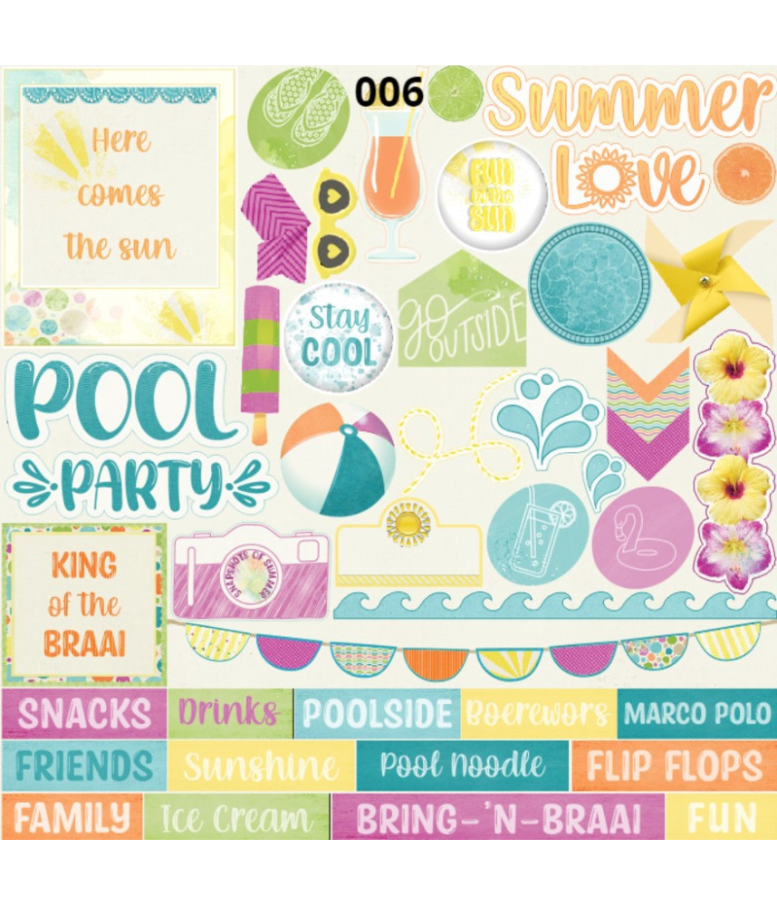 Scrap Collections Poolside 12 x 12 Scrapbook Paper 006