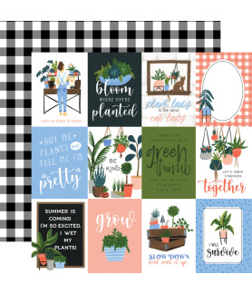 Echo Park Plant Lady 12 x 12 Scrapbook Paper 3x4 Journaling Cards