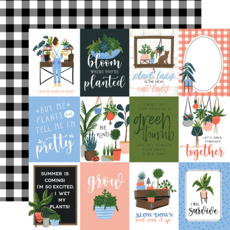 Echo Park Plant Lady 12 x 12 Scrapbook Paper 3x4 Journaling Cards