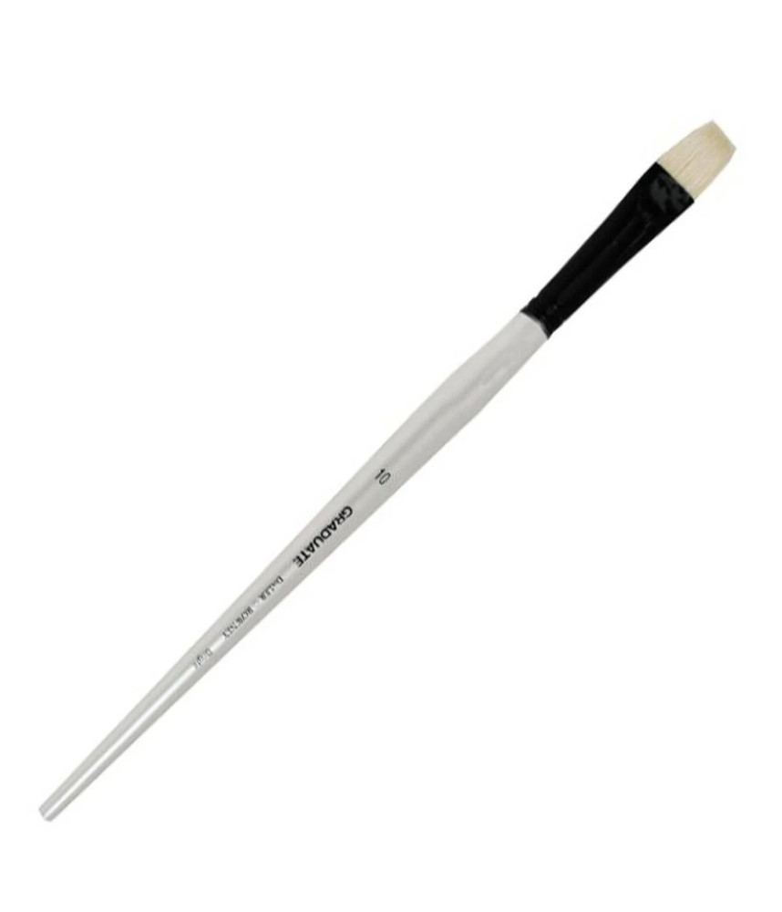 Daler-Rowney Long Handle Bristle Bright Graduate Flat Brush Size 10 White