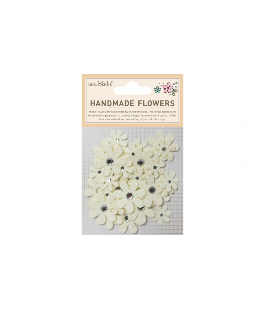 Little Birdie Handmade Flowers Sparkle Florettes - Ivory Pearl 30pc