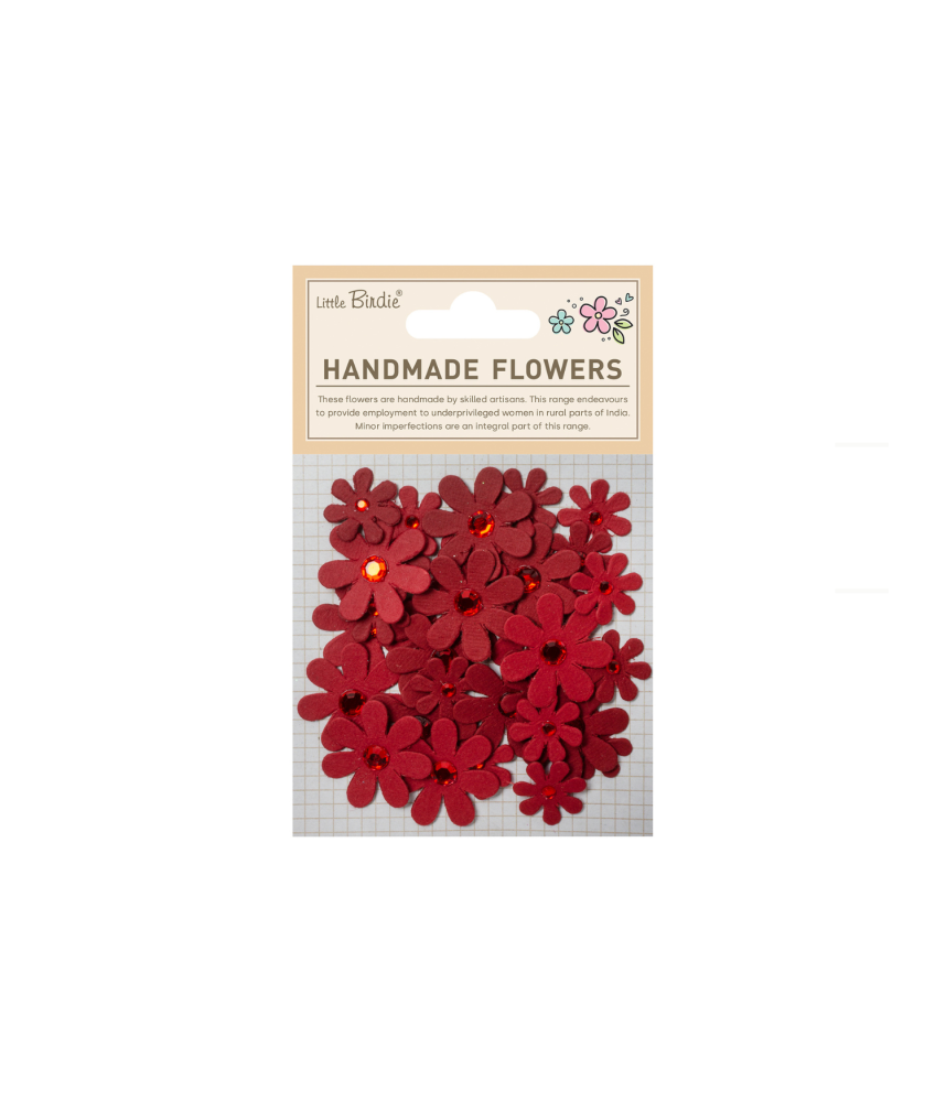 Little Birdie Handmade Flowers Sparkle Florettes - Cardinal Red 30pc
