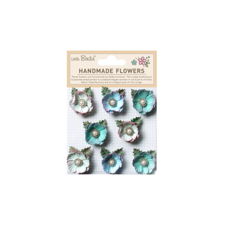 Little Birdie Handmade Flower Butter cup - Teal Vibes 8pc