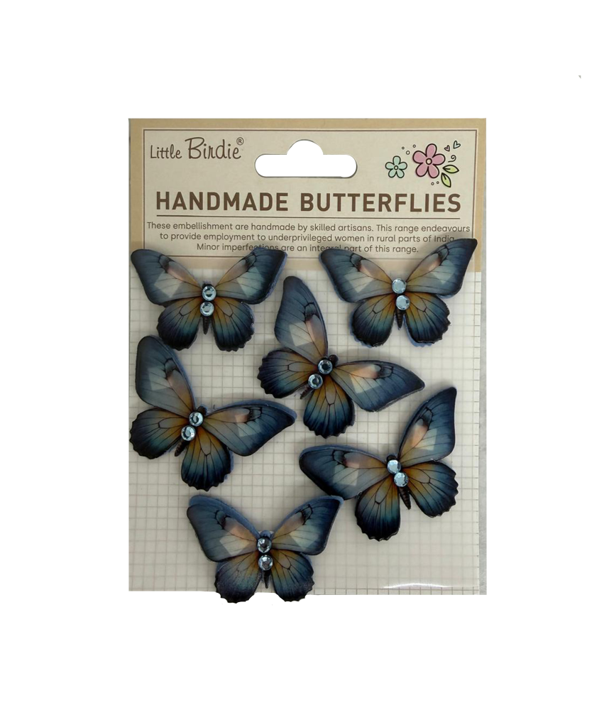 Little Birdie Handmade Stickers Graceful Wings - Sky Tones 6pc