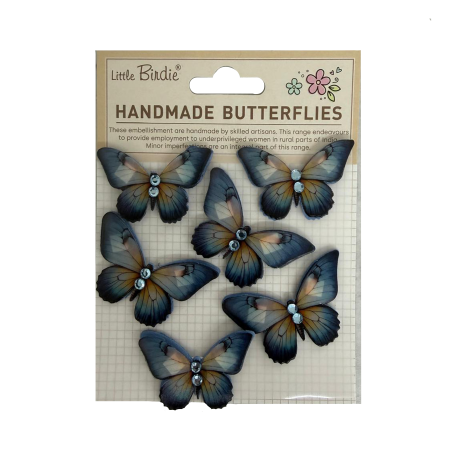 Little Birdie Handmade Stickers Graceful Wings - Sky Tones 6pc
