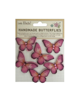 Little Birdie Handmade Stickers Graceful Wings - Pink Tint 6pc