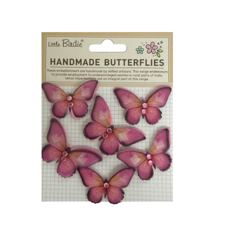 Little Birdie Handmade Stickers Graceful Wings - Pink Tint 6pc
