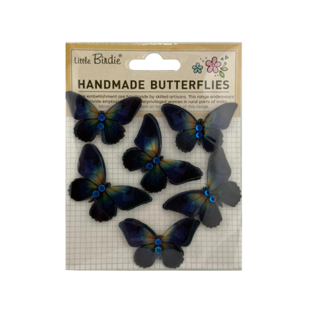 Little Birdie Handmade Stickers Graceful Wings - Blue Orchid 6pc