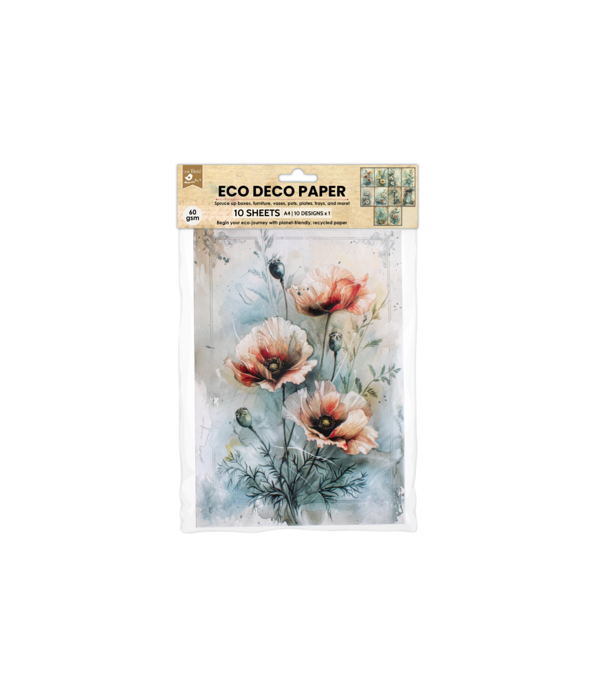 Little Birdie Eco Déco/Tissue Paper - Floral Fusion A4 size 10 design x 1 10 sheets