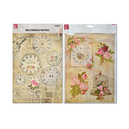Little Birdie Decoupage/Tissue Papers A4 - Timeless Beauty 2Design 4Sheets Pack size :W360mm x H227mm x D1.25mm