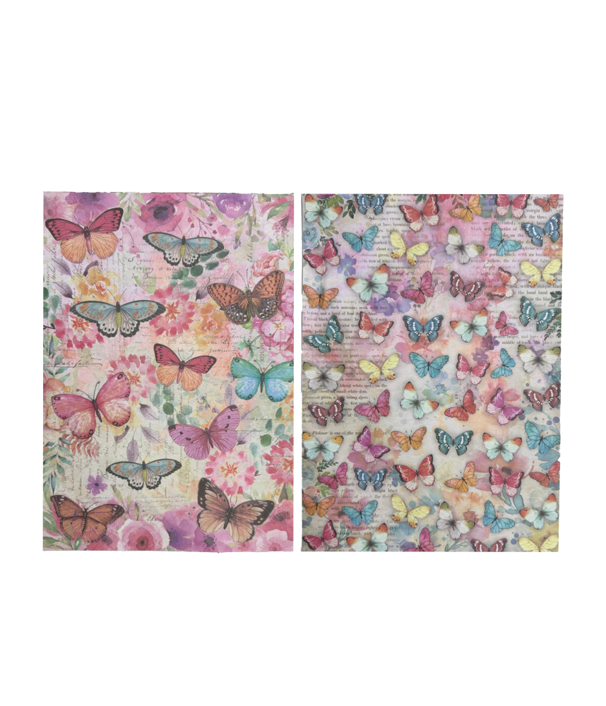 Little Birdie Decoupage Paper A4 - Butterfly Flight / Graceful 2desx2, 4sheets