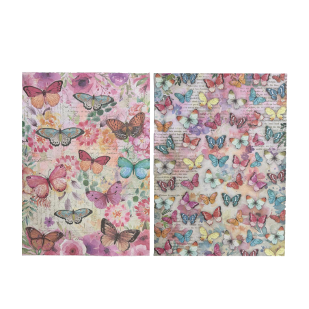 Little Birdie Decoupage Paper A4 - Butterfly Flight / Graceful 2desx2, 4sheets