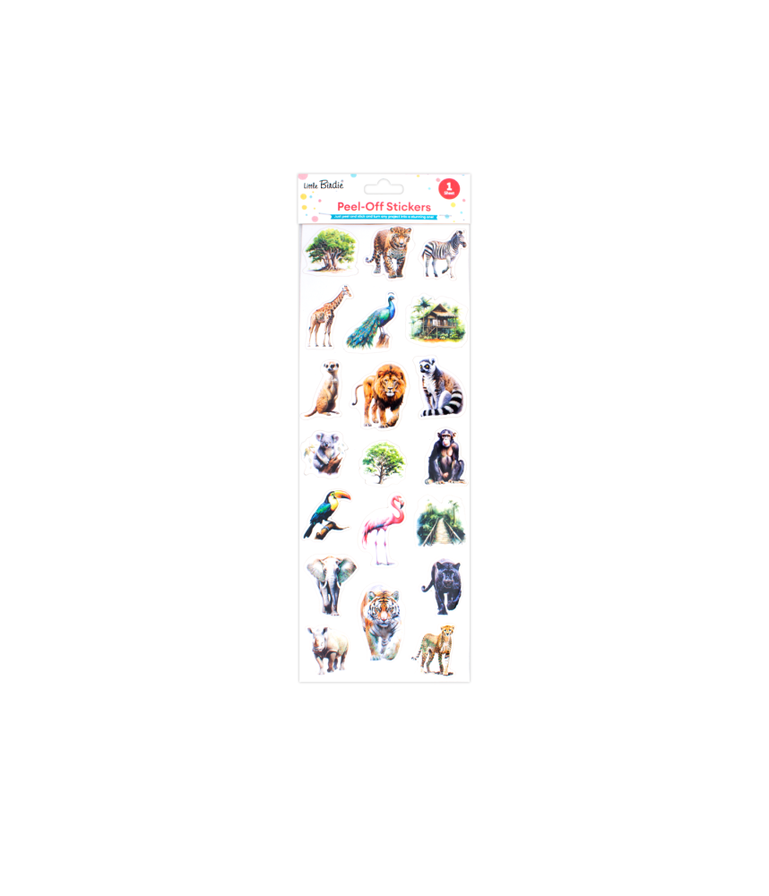 Little Birdie Peel Off Stickers -Animal Zone, Approx 13.75 x 5in, 1sheet