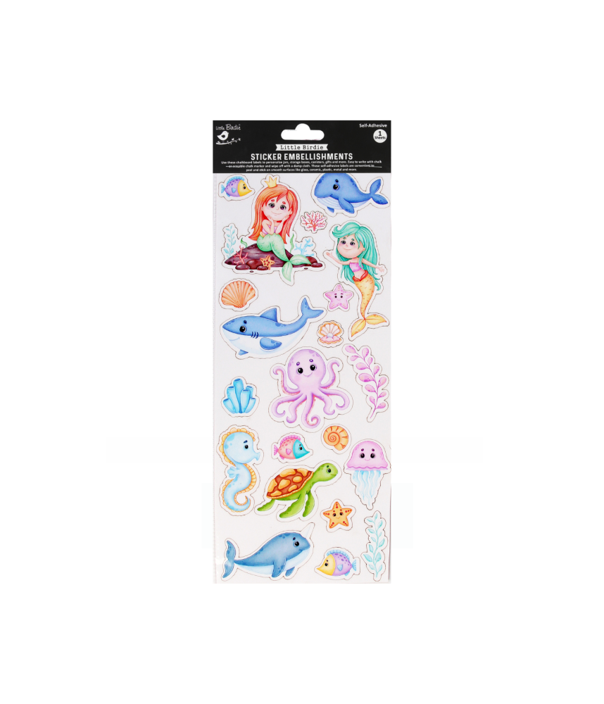 Little Birdie Peel Off Sticker Sheet - Mermaid Party 1sheet
