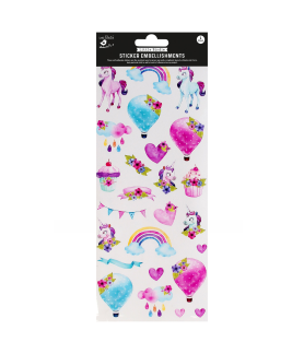 Little Birdie Peel Off Sticker Sheet - Rainbow Unicorn 1sheet