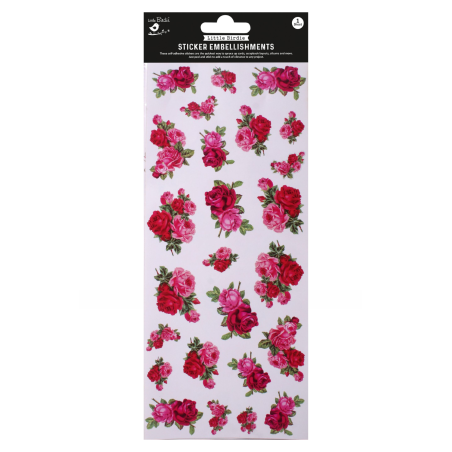 Little Birdie Sticker Peel Off Sheet Rose Bouquet 5'' x 12'' 1sheet
