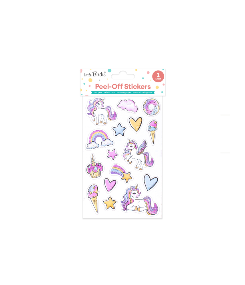 Little Birdie Peel off Sticker - Unicorn Magic, Approx 18.1 x 10.4cm, 1 Sheet
