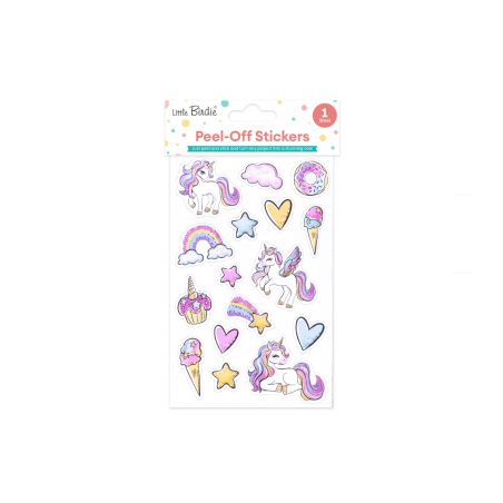 Little Birdie Peel off Sticker - Unicorn Magic, Approx 18.1 x 10.4cm, 1 Sheet