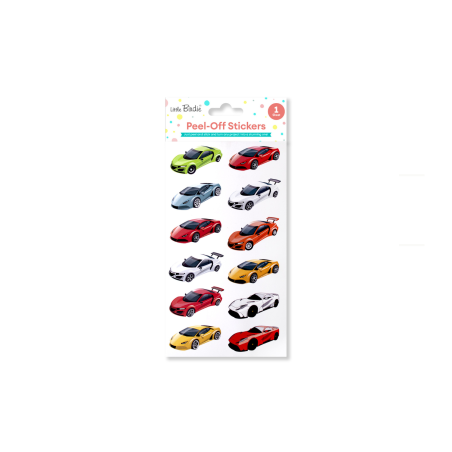 Little Birdie Peel off Sticker - Fast Cars, Approx 18 x 10.6cm, 1 Sheet
