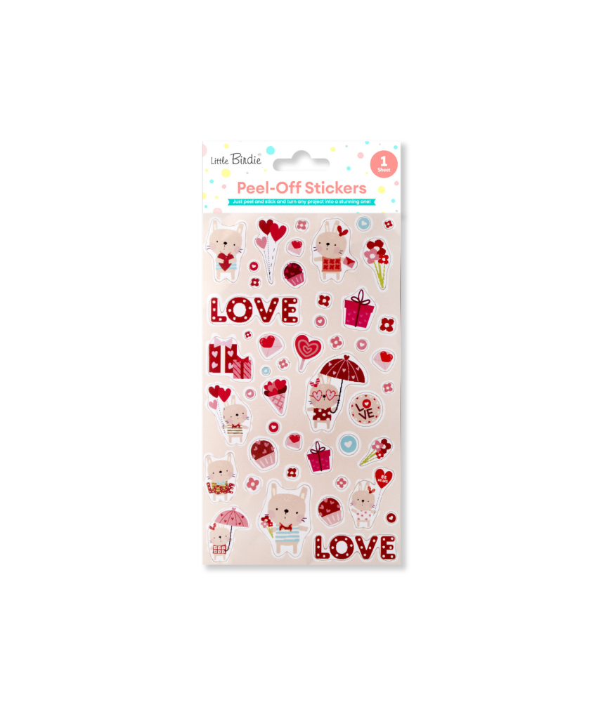 Little Birdie Peel Off Stickers - Love Always, Approx 18 x 10.6cm, 1 sheet