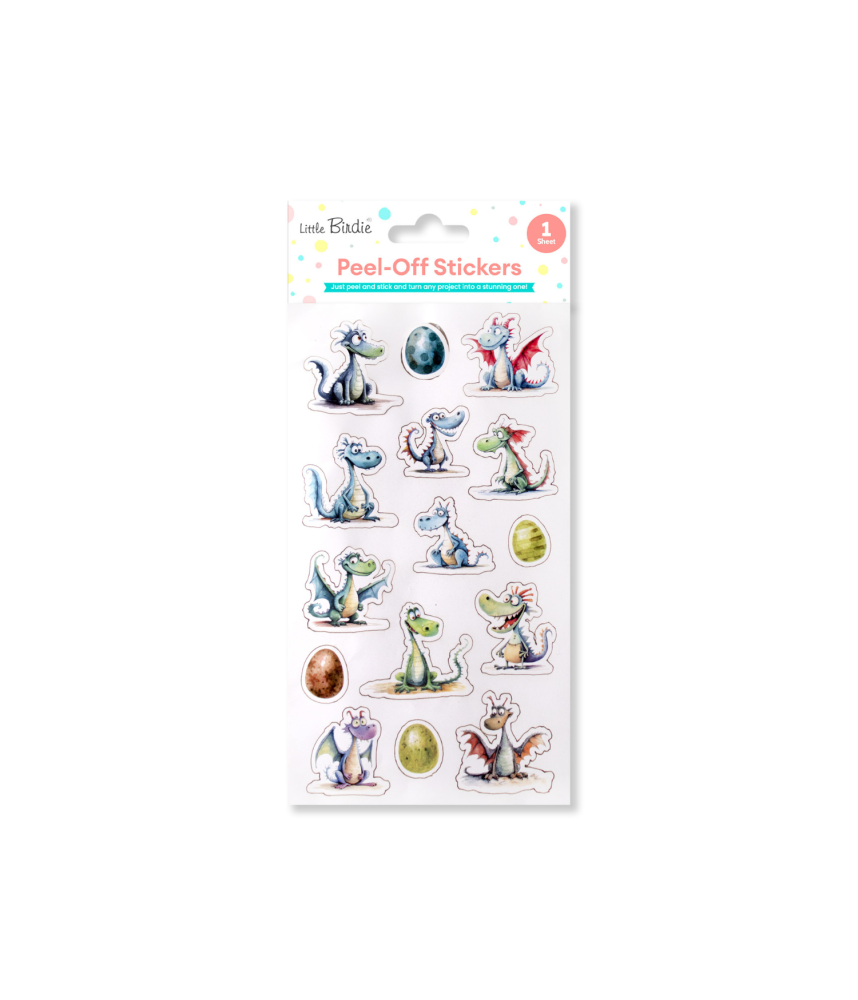 Little Birdie Peel Off Stickers - Happy Dragon, Approx 18 x 10.6cm, 1 sheet