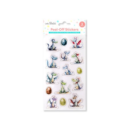 Little Birdie Peel Off Stickers - Happy Dragon, Approx 18 x 10.6cm, 1 sheet