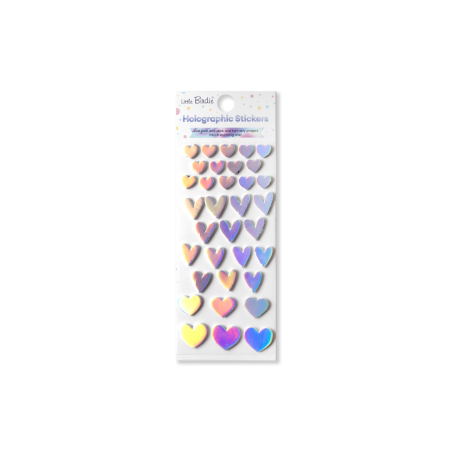 Little Birdie Holographic Stickers - Rainbow Hearts, 34pc