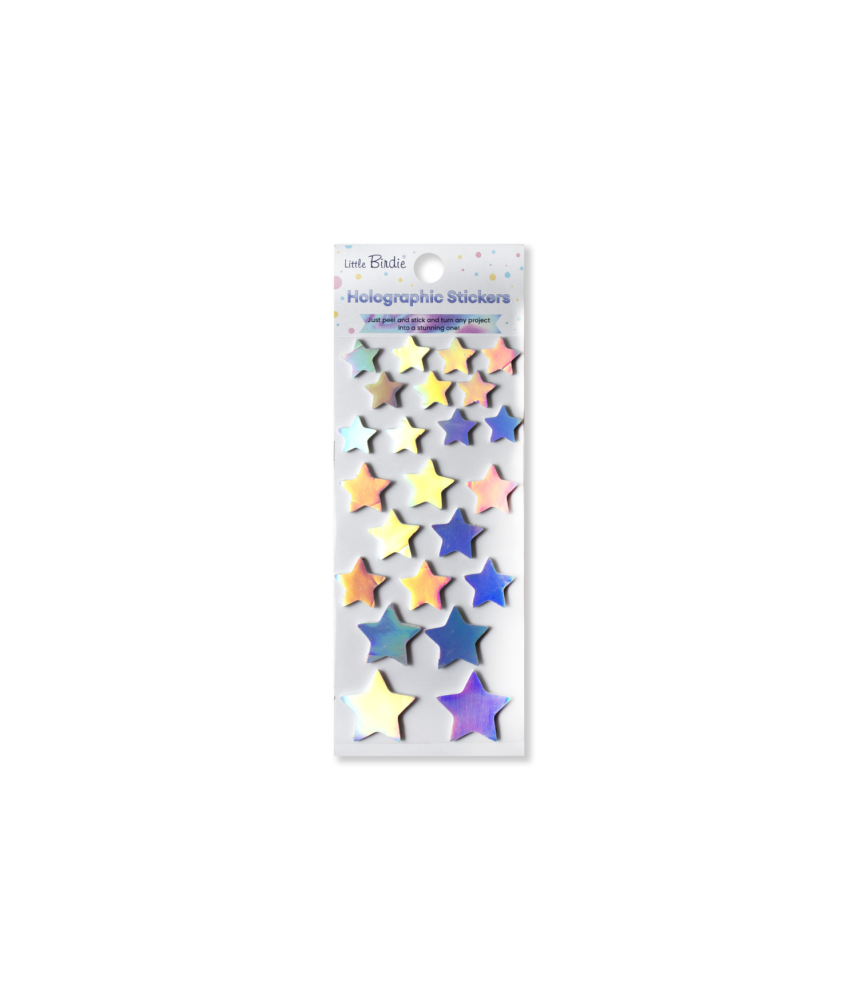 Little Birdie Holographic Stickers - Rainbow Star, 23pc