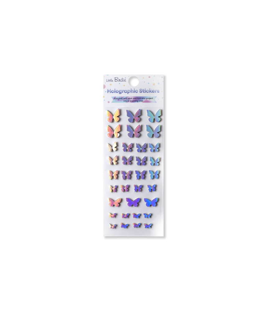 Little Birdie Holographic Stickers - Rainbow Flutter, 33pc