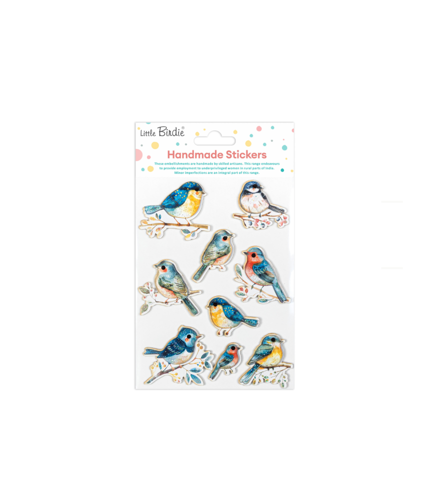 Little Birdie Self Ahesive Handmade Stickers - Songbird Melody 9pc