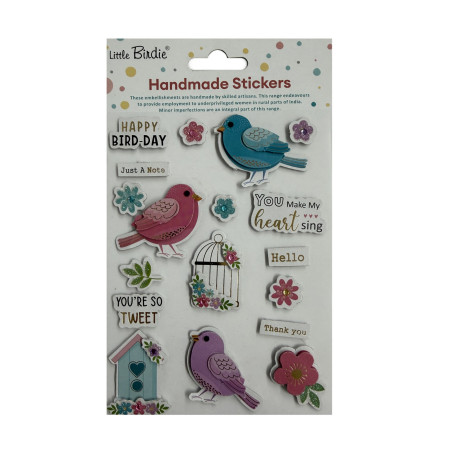 Little Birdie Self Adhesive Handmade Foil Stickers - Hello Tweet, 18pc