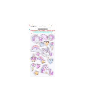 Little Birdie Self Adhesive Handmade Resin Stickers - Unicorn Adore 14pc