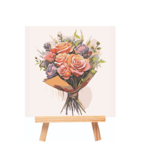 Little Birdie DIY Paint By Numbers Kit Rose Bouquet Approx Canvas size 20.32 x 20.32cm Easel size 18 x 21cm 1pc