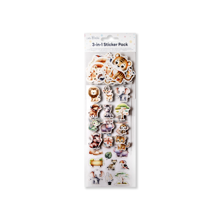 Little Birdie Peel Off Stickers - Animal Safari, Approx 18 x 10.6cm, 1 sheet