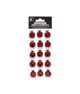 Little Birdie Self-Adhesive Handmade Resin Stickers - Ladybugs 15pc