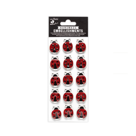 Little Birdie Self-Adhesive Handmade Resin Stickers - Ladybugs 15pc