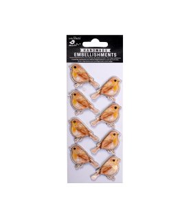 Little Bridie 3D Embellishment Country Robin Sunny Yellow 8pc