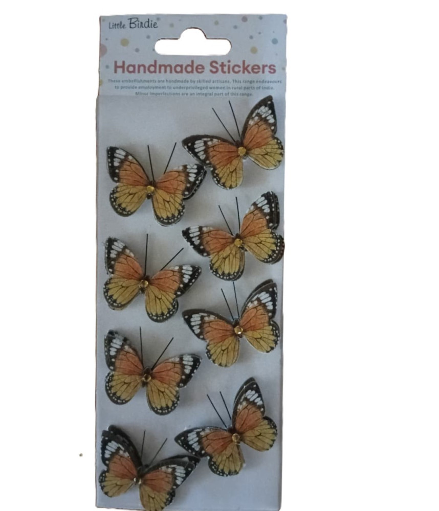 Little Birdie 3D Embellishment Cracked Butterfly 8pc